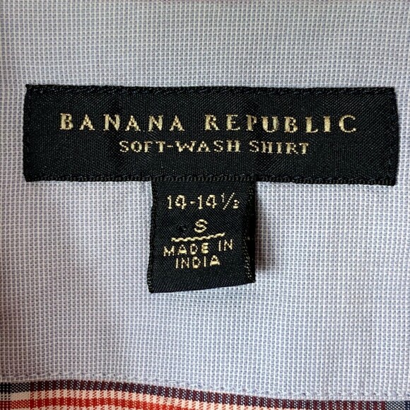Banana Republic Soft Wash Shirt Men Small Button Up Red Window Pane - Picture 5 of 8